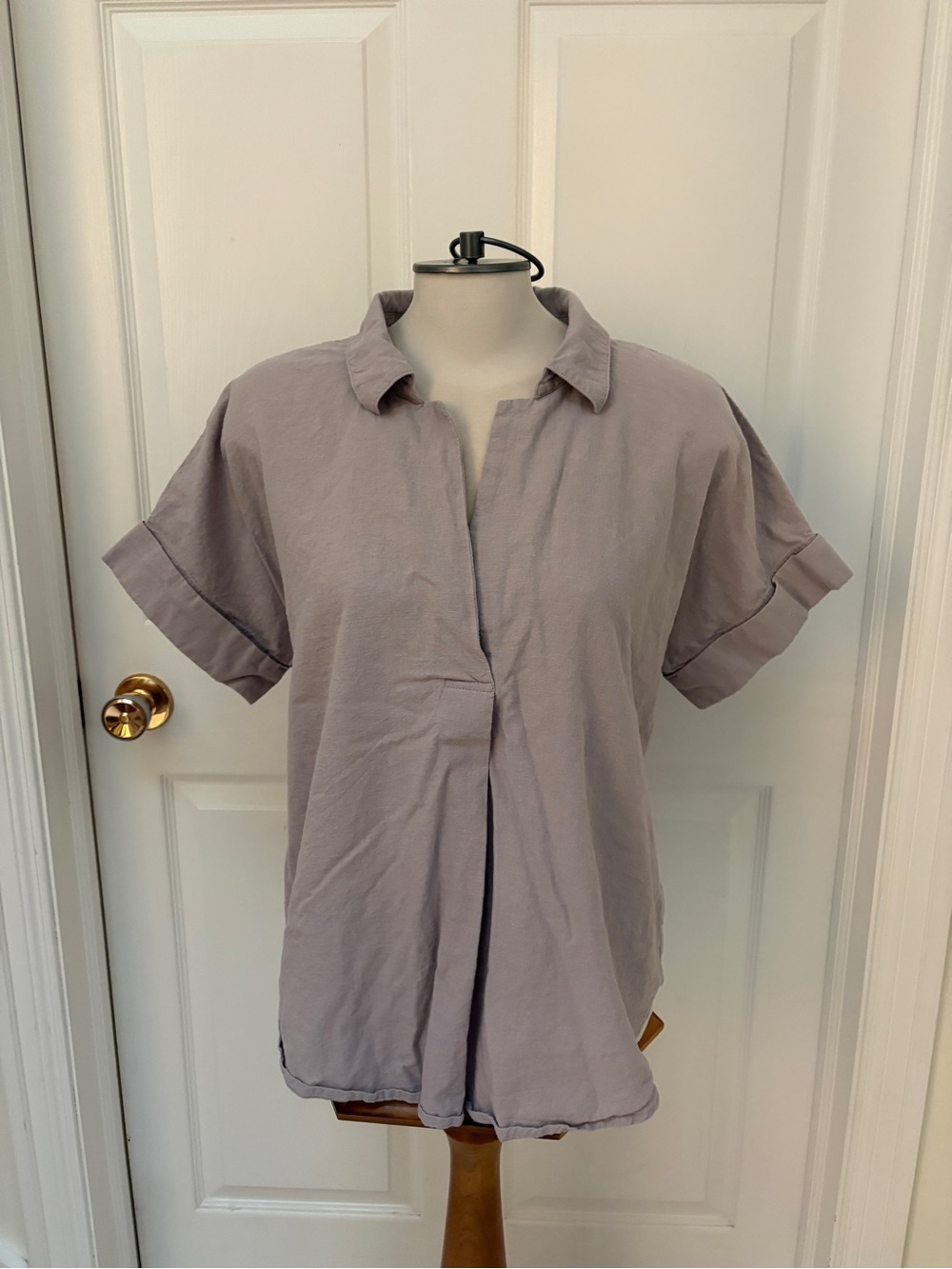 Lee Women's Relaxed Short-Sleeve Collared Tunic - Lavender Gray
